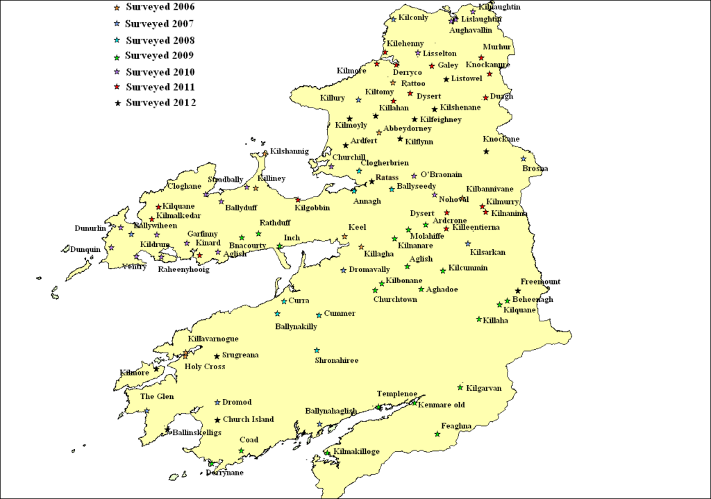 Protected graveyards Kerry Map