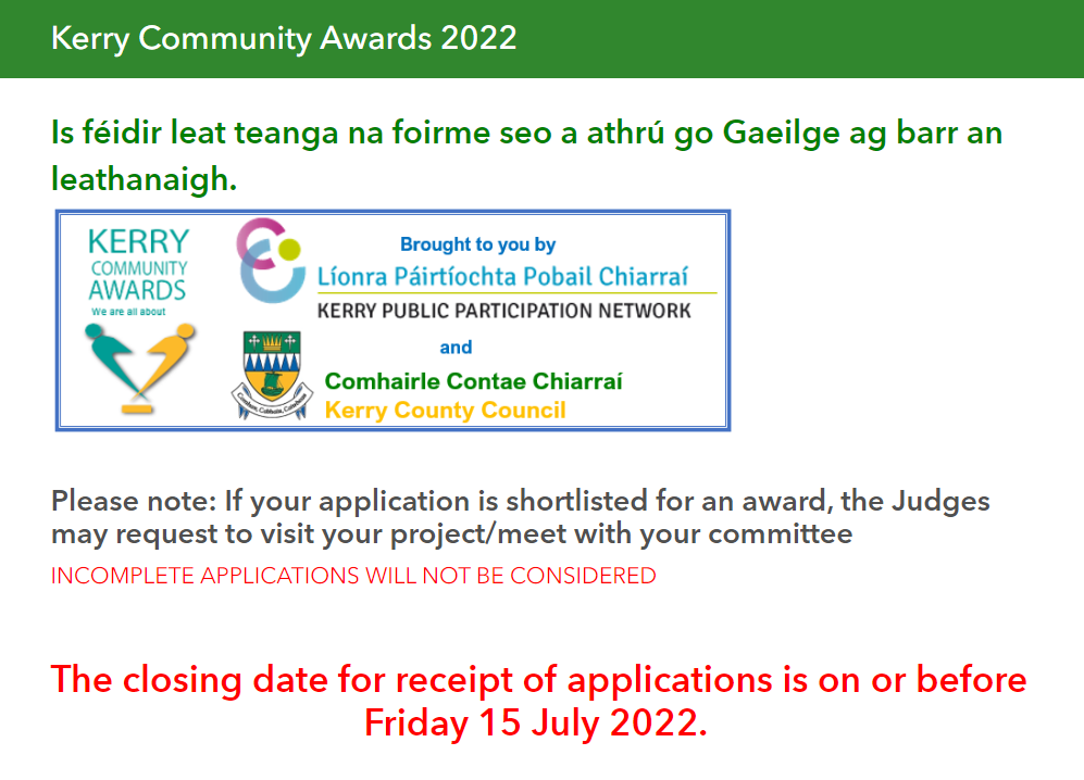Community Awards Application Form 2022